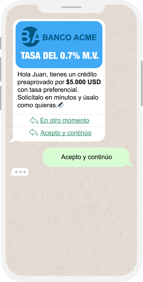 Mensaje de marketing bancaria