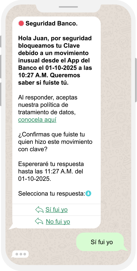 Mensaje de seguridad bancaria